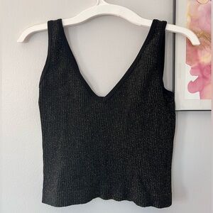 Free People going out tank black and gold sparkle